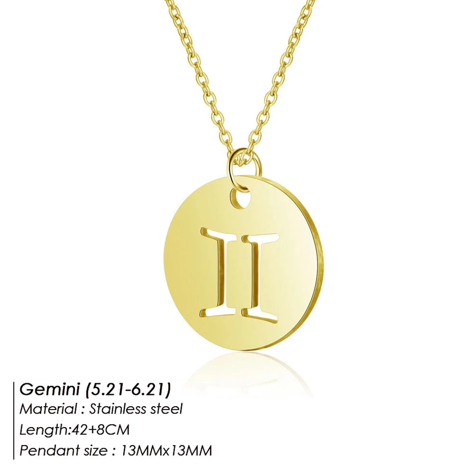 Collier Pendentif Zodiaque Doré E-Manco Pour Femme