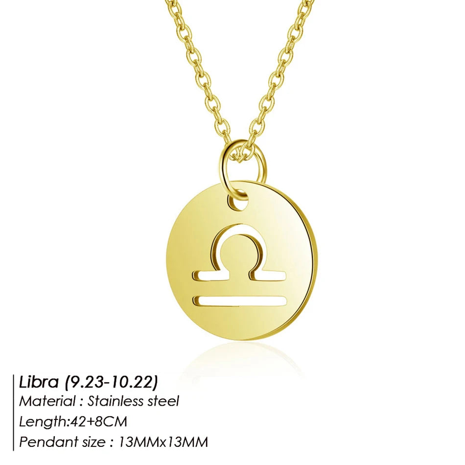 Collier Pendentif Zodiaque Doré E-Manco Pour Femme