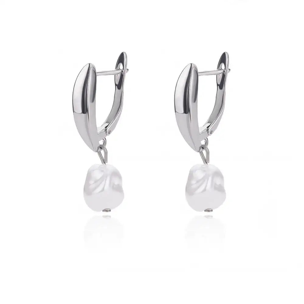 Boucles d'oreilles circulaires pour femmes, Vintage, Punk, rondes, baroques, en perles, en acier inoxydable, Clip d'oreille circulaire, bijoux cadeau Mujer L’AURA