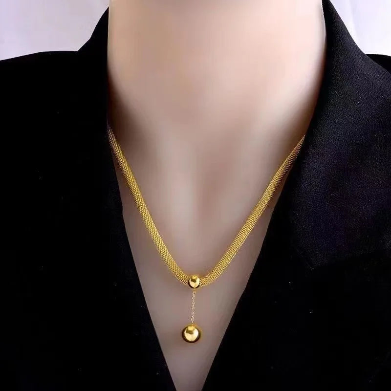 EILIECK 316L acier inoxydable 18K plaqué or perle pendentif collier boucles d'oreilles ensemble de bijoux pour les femmes étanche bijoux de mode L’AURA