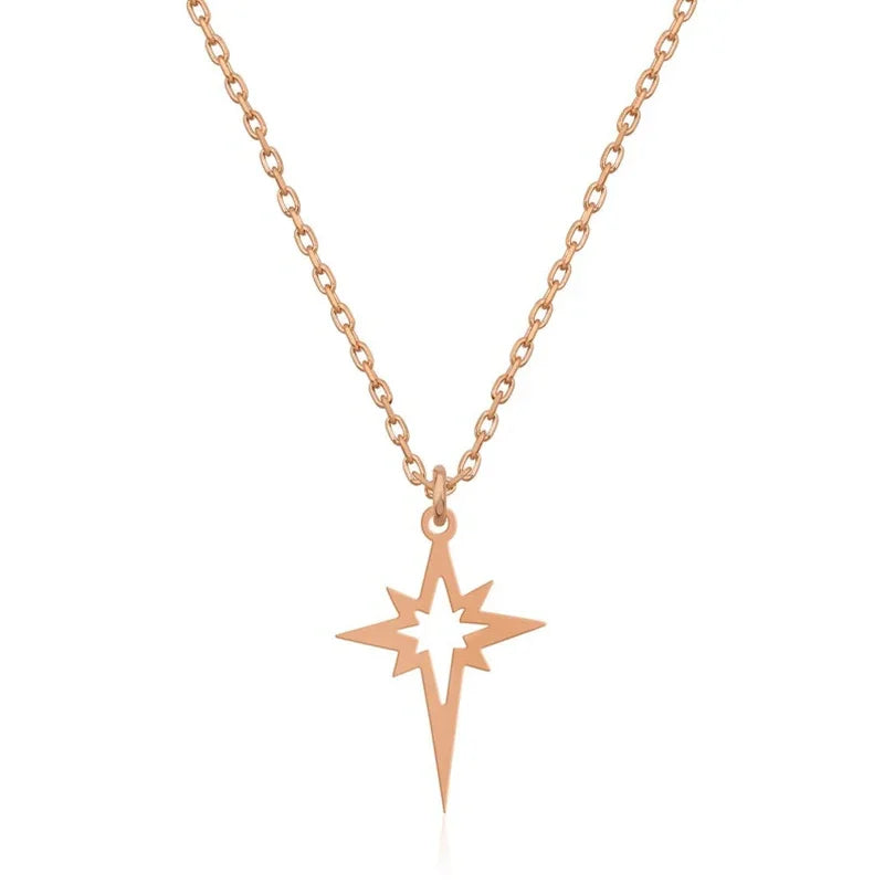 Colliers ras du cou en acier inoxydable avec pendentif étoile géométrique minimaliste, collier étoile polaire pour femmes, Collares Para Mujer L’AURA