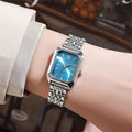 Montre de luxe pour femmes, carrée en or, Simple, à Quartz, mode, en acier inoxydable, horloge d'affaires, robe, cadeau