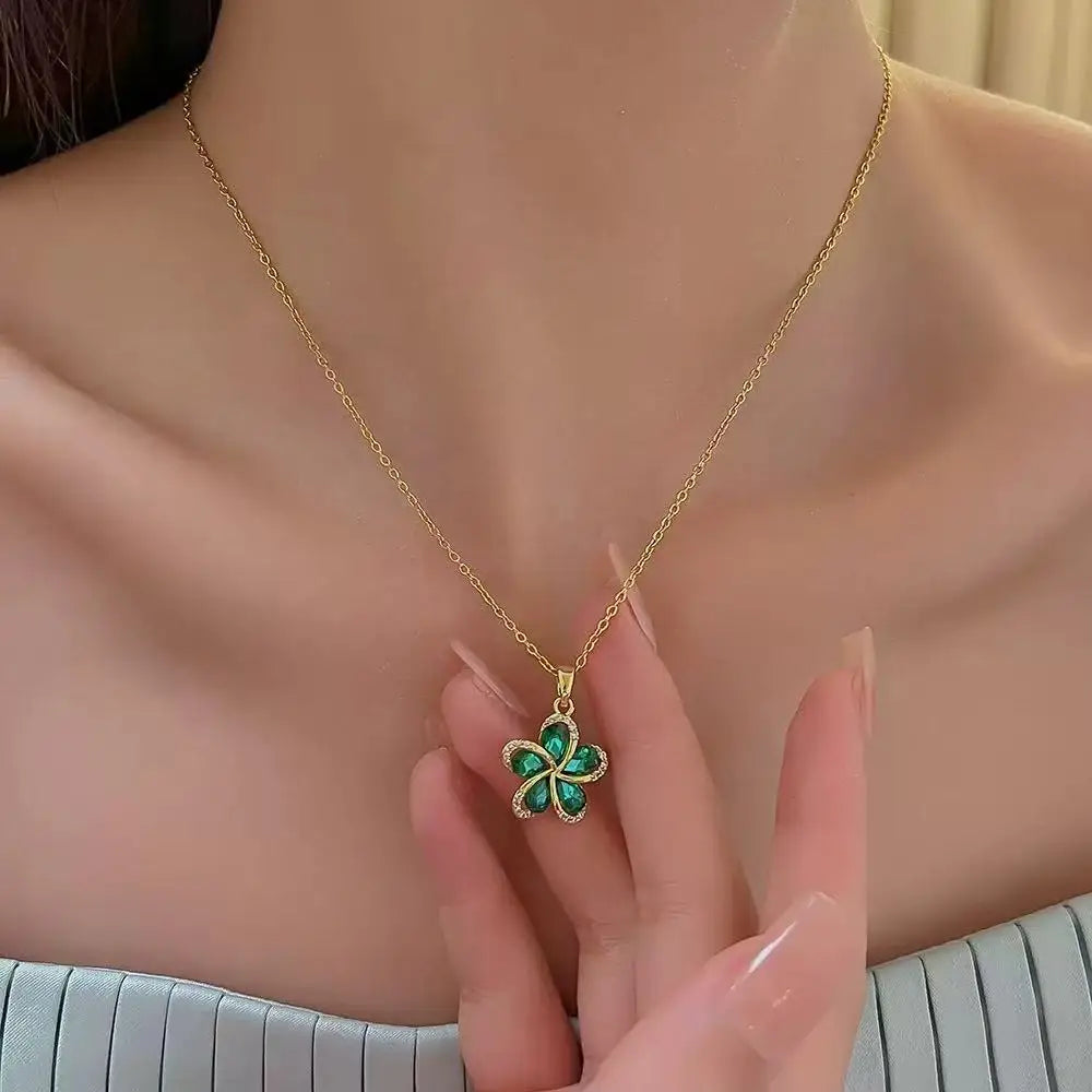 GANEMLY 316L acier inoxydable larme carré strass pendentif collier à la mode Simple cou chaîne étanche bijoux pour les femmes L’AURA