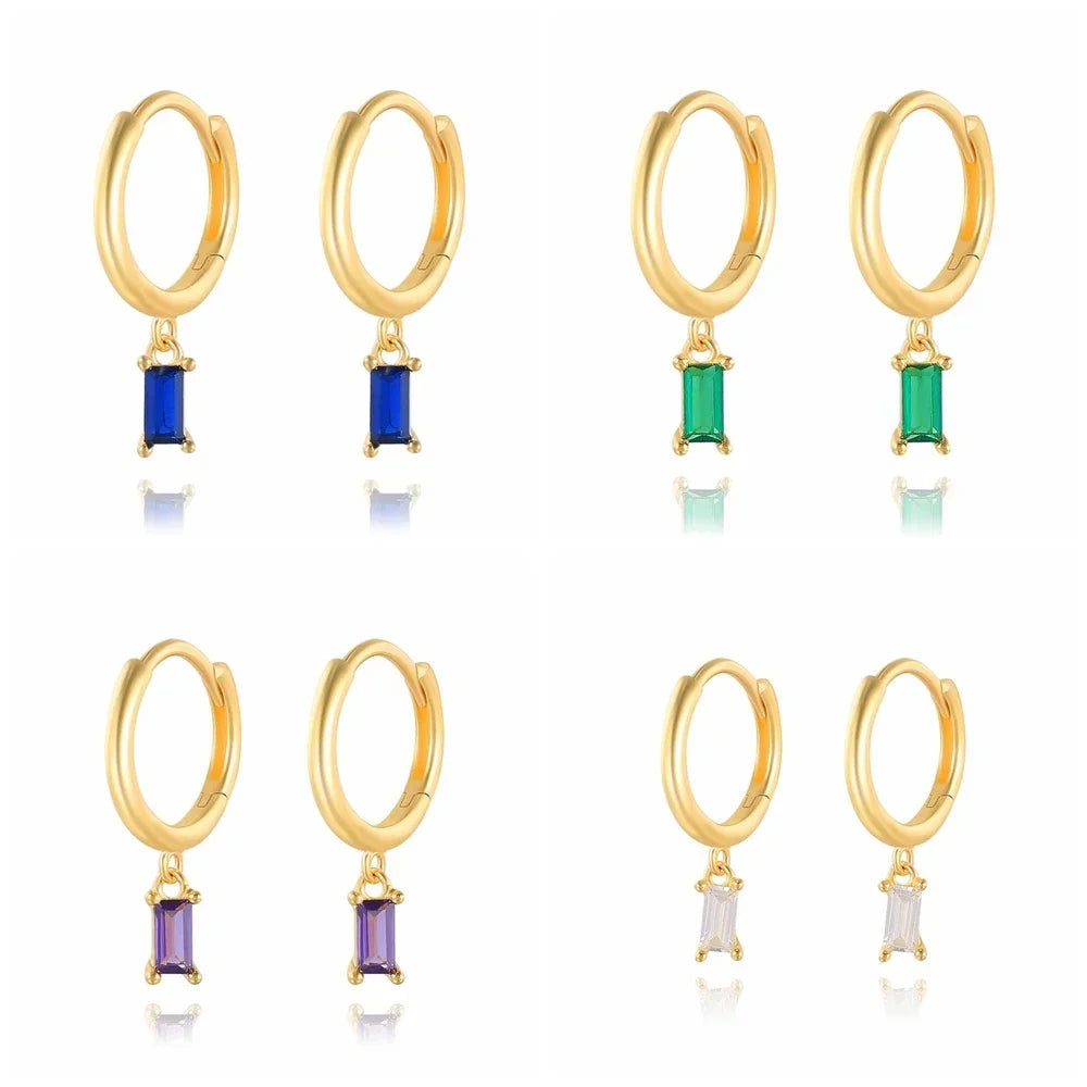 Boucles d'oreilles géométriques émeraude française en acier inoxydable pour femmes, accessoires de bijoux de fête, tendance, Zircon cristal, goutte d'eau L’AURA