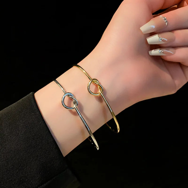 Bracelets en acier inoxydable Vintage pour hommes et femmes, Texture torsadée tissée, bijoux de déclaration, Streetwear, cadeaux gothiques L’AURA