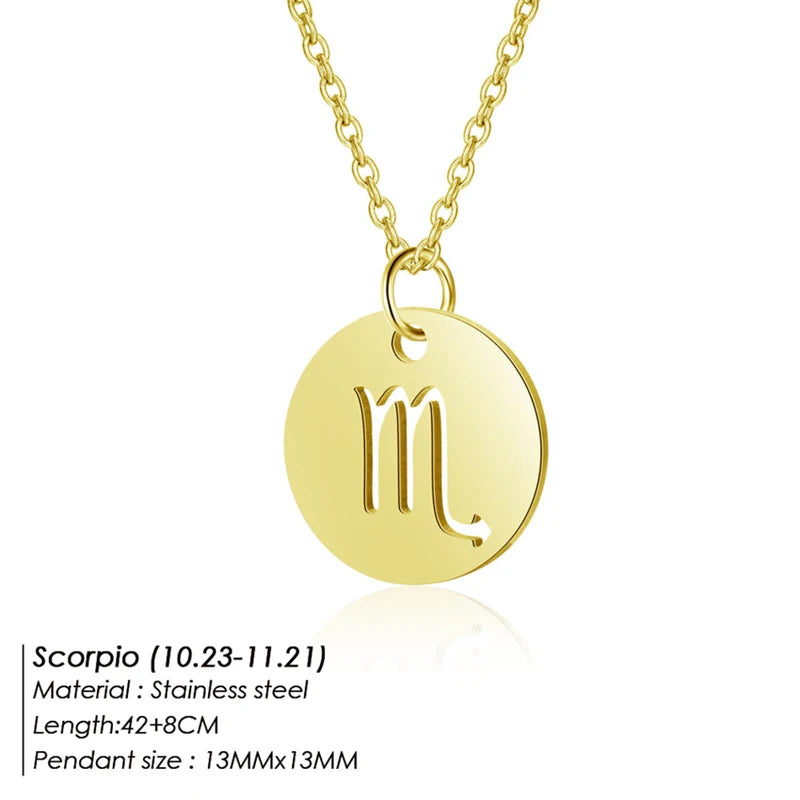 Collier Pendentif Zodiaque Doré E-Manco Pour Femme