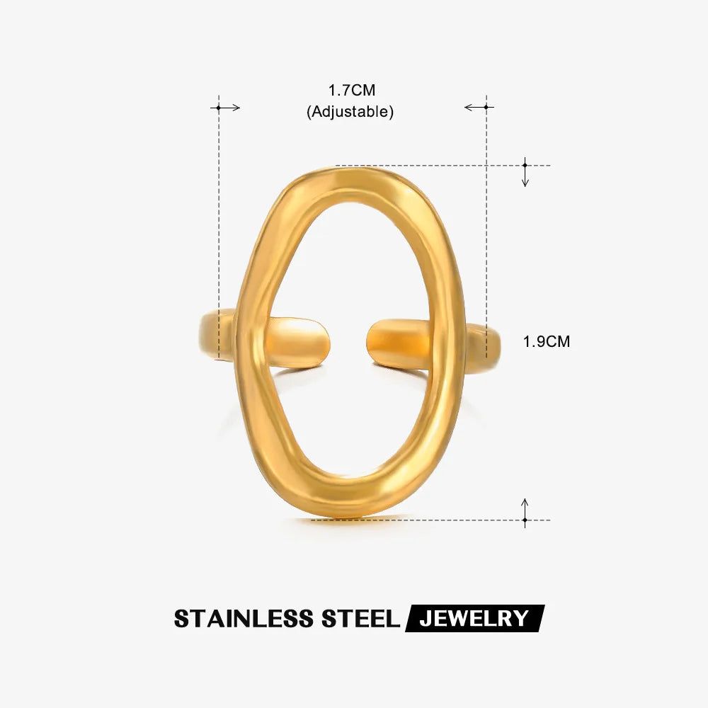Bagues ovales creuses minimalistes pour femmes, en acier inoxydable, couleur or, géométrique, ouvert, bijoux de fête, cadeau, nouveau L’AURA
