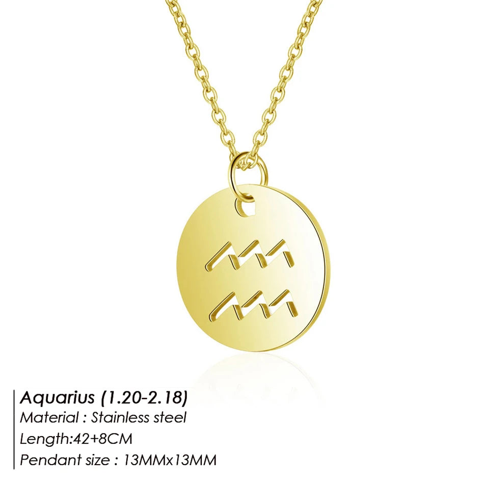 Collier Pendentif Zodiaque Doré E-Manco Pour Femme