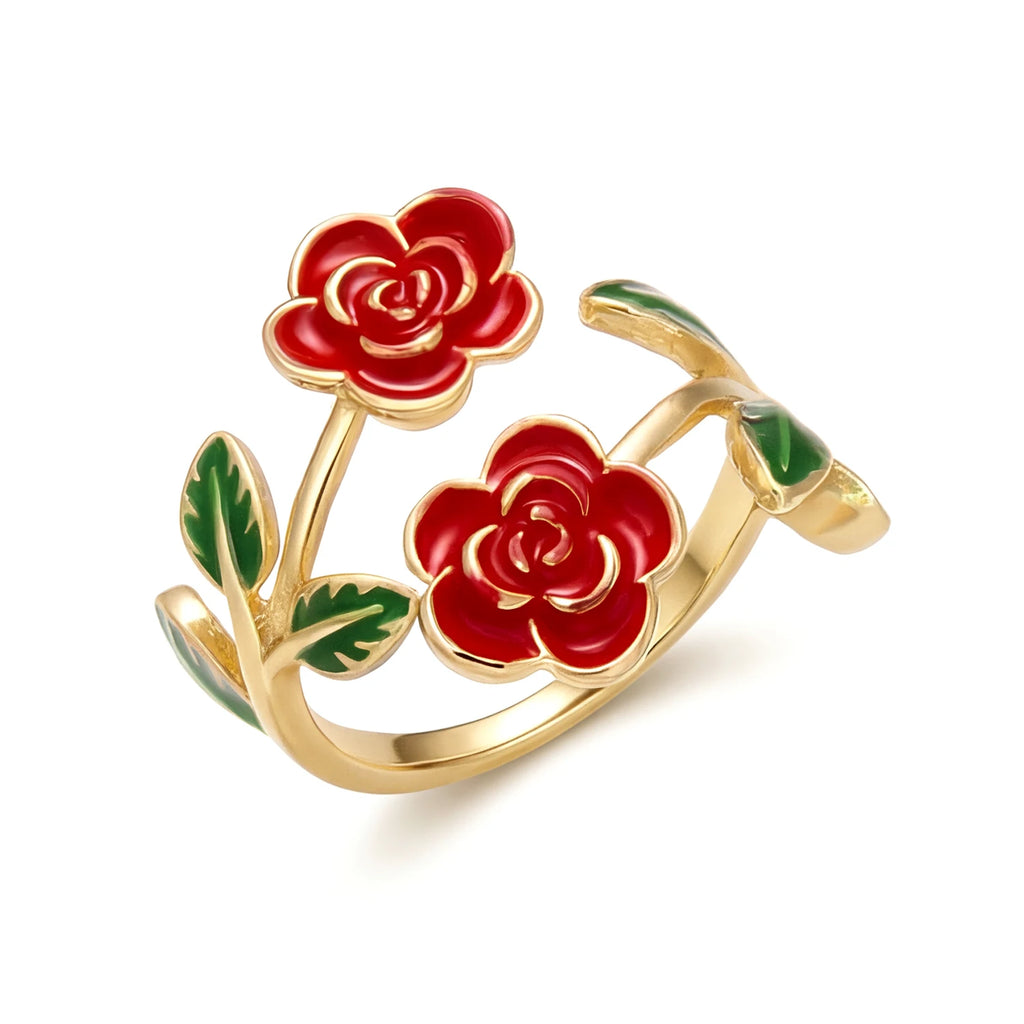 Ensemble bague et bracelet ouvert en émail Camélia Tournesol Marguerite, bijoux floraux, accessoire de mode féminin, cadeau tendance, accessoire quotidien L’AURA