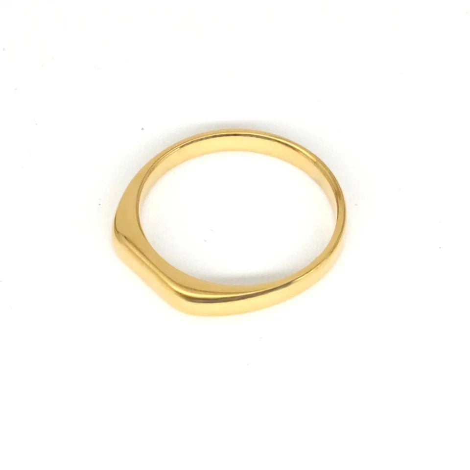 Bague signet carrée minimaliste en acier inoxydable eManco, fine et élégante, pour femme, bijoux fantaisie, cadeau.