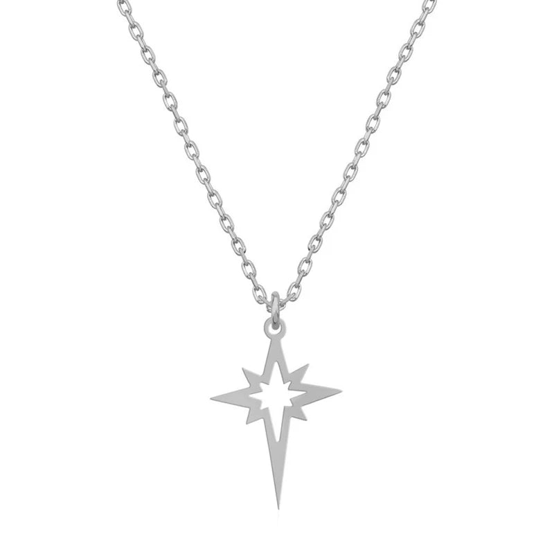 Colliers ras du cou en acier inoxydable avec pendentif étoile géométrique minimaliste, collier étoile polaire pour femmes, Collares Para Mujer L’AURA
