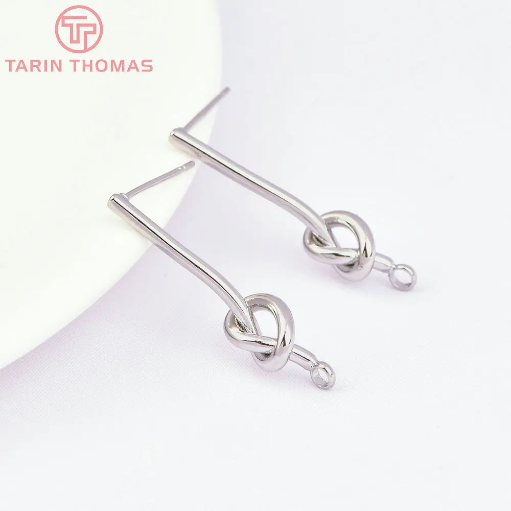 (3781)4 pièces 27MM 35MM 24K couleur or plaqué laiton longue ligne avec noeud boucles d'oreilles haute qualité bijoux à bricoler soi-même faisant des résultats L’AURA