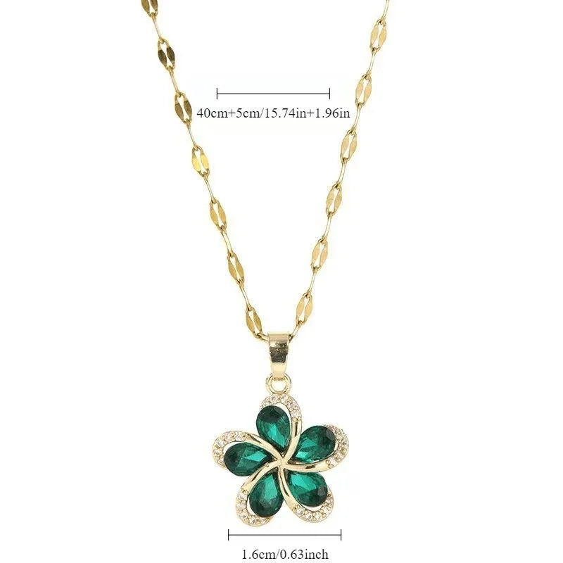 GANEMLY 316L acier inoxydable larme carré strass pendentif collier à la mode Simple cou chaîne étanche bijoux pour les femmes L’AURA