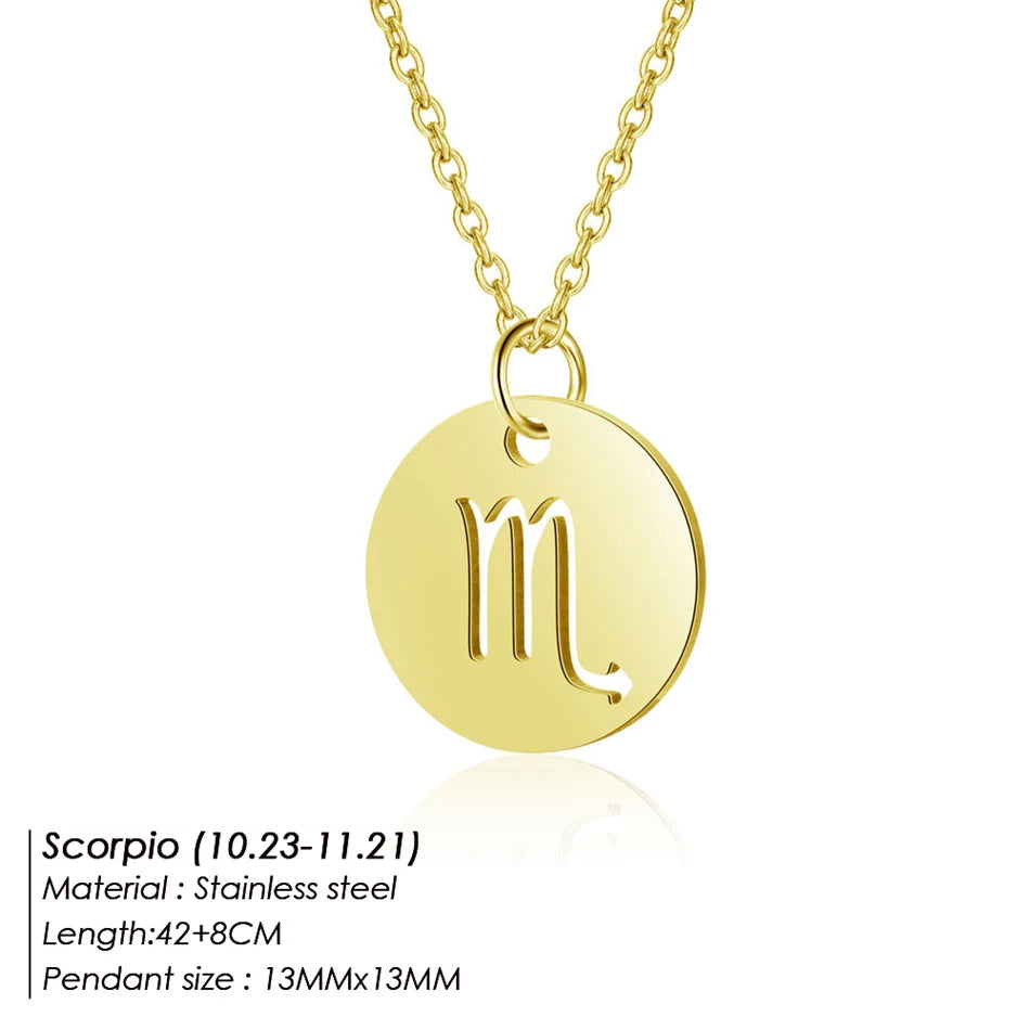 Collier Pendentif Zodiaque Doré E-Manco Pour Femme