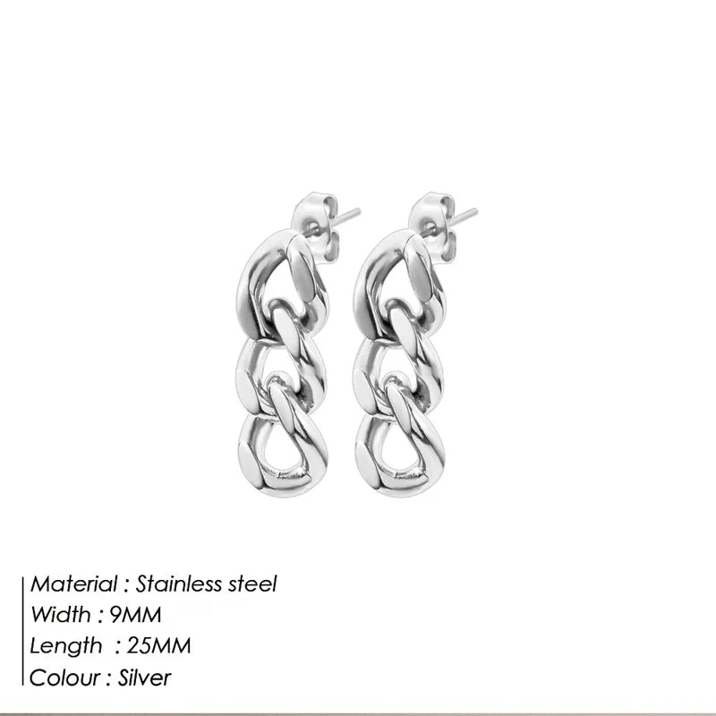 EManco Punk chaîne à maillons cubains boucles d'oreilles pour les femmes de mode véritable plaqué or anneau fermoir balancent Rock bijoux cadeau L’AURA