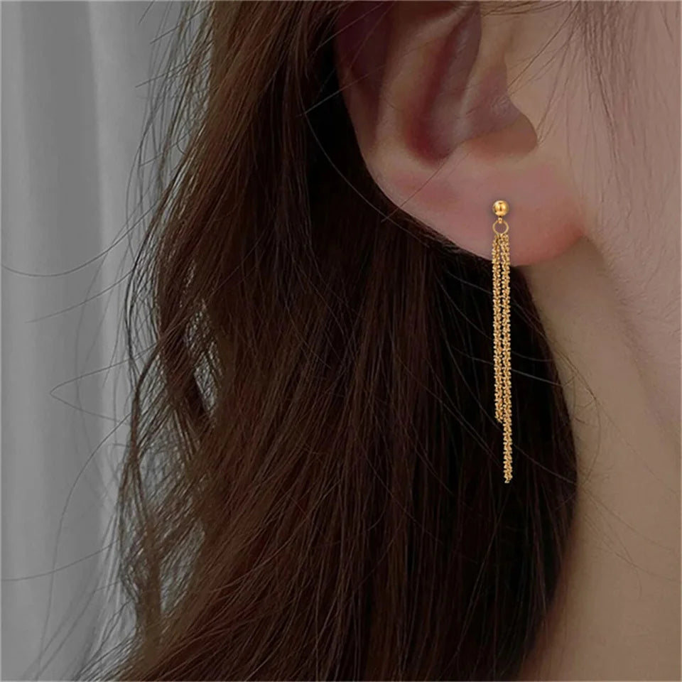 EManco – boucles d'oreilles tendance en acier inoxydable pour femmes, chaîne de calfleur, aucun perçage requis, manchettes d'oreille, bijoux L’AURA