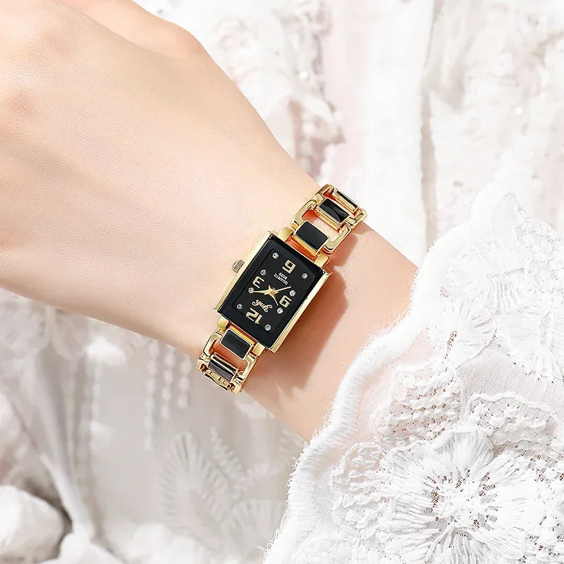 Montre de mode pour femme, version luxe, cadeau, montre-bracelet à quartz, montre décontractée pour femme avec bracelet en céramique et strass, vente chaude L’AURA