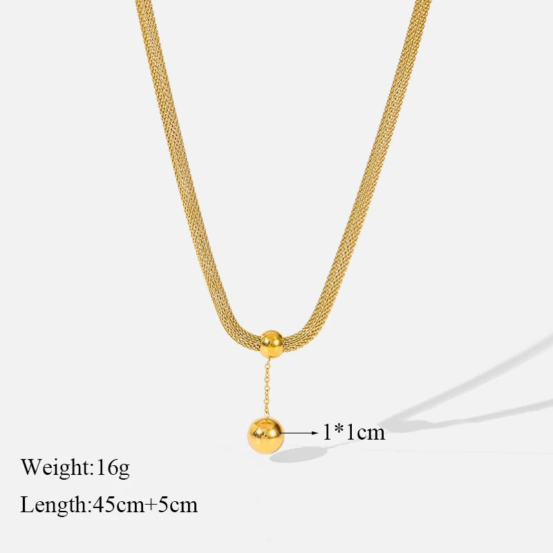 EILIECK 316L acier inoxydable 18K plaqué or perle pendentif collier boucles d'oreilles ensemble de bijoux pour les femmes étanche bijoux de mode L’AURA