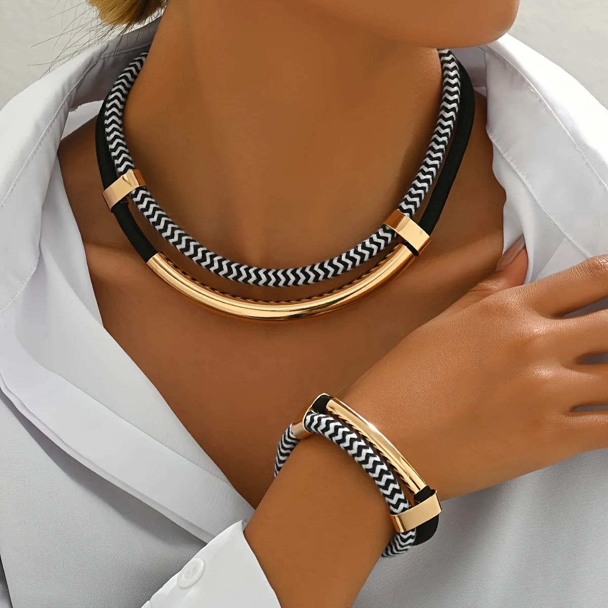 Ensemble Collier Bracelet Tube Hip-Hop L’AURA