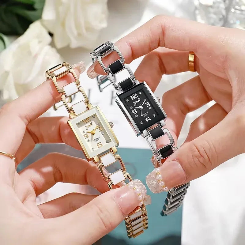 Montre de mode pour femme, version luxe, cadeau, montre-bracelet à quartz, montre décontractée pour femme avec bracelet en céramique et strass, vente chaude L’AURA