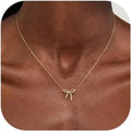 Collier en or pour femmes, collier à nœud plaqué or et argent, pendentif à nœud mignon, ras du cou, chaîne, bijoux cadeau pour femmes L’AURA