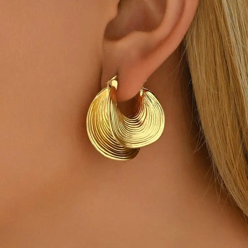 Boucles Éventail Doré Géométrique