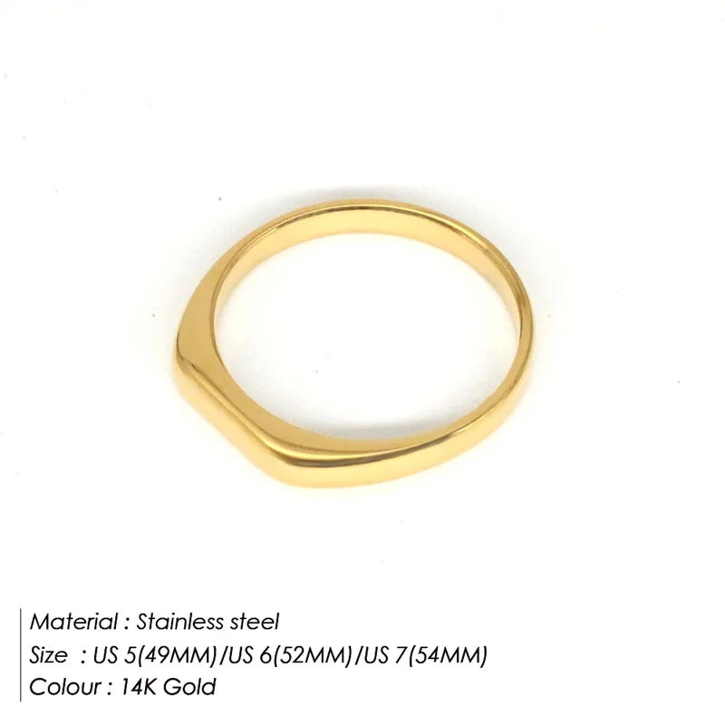 Bague signet carrée minimaliste en acier inoxydable eManco, fine et élégante, pour femme, bijoux fantaisie, cadeau.