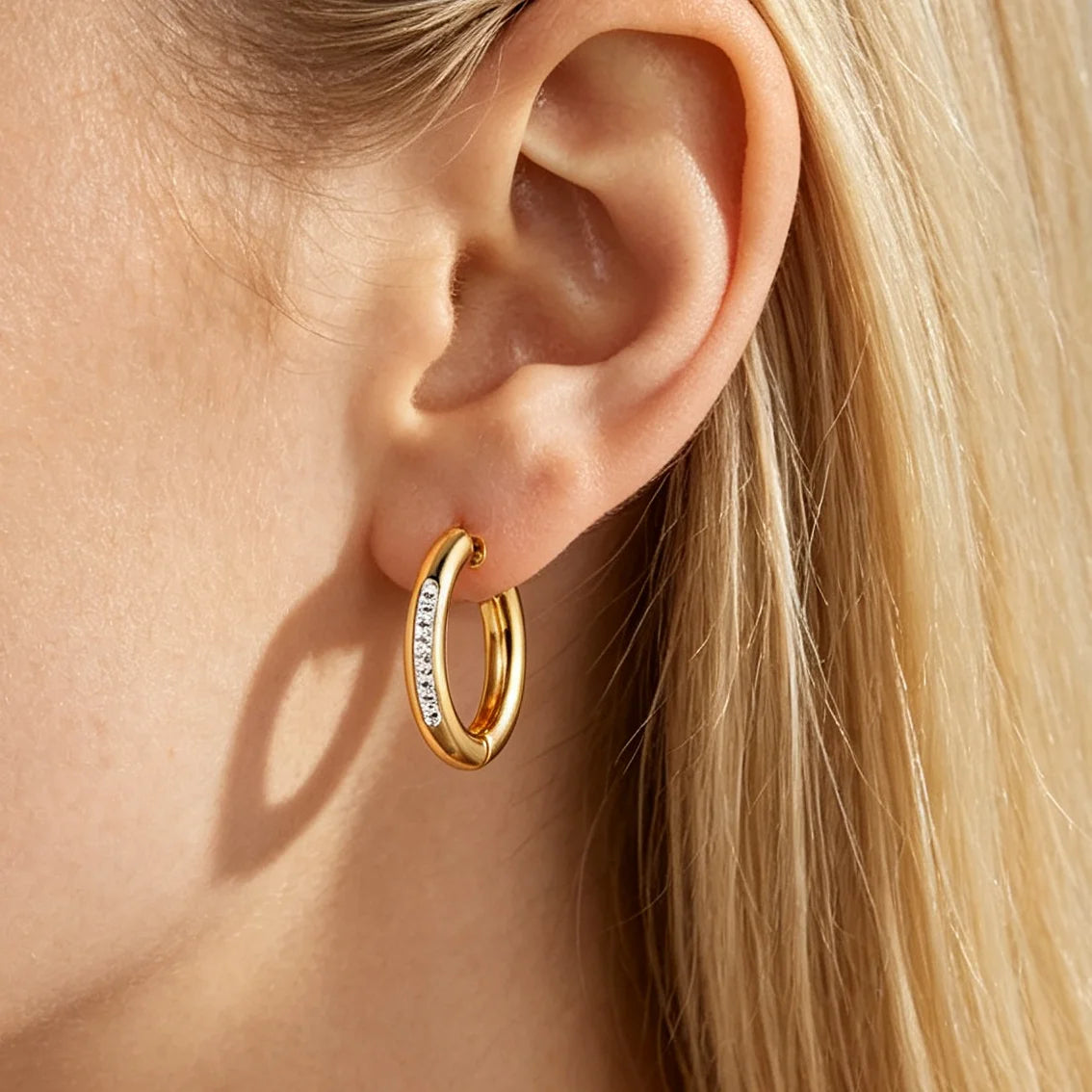 1 Pair of Minimalist Stainless Steel Hoop Earrings with Cubic Zirconia, Small Thin Hoops for Cartilage, Helix, Tragus, Piercing Jewelry