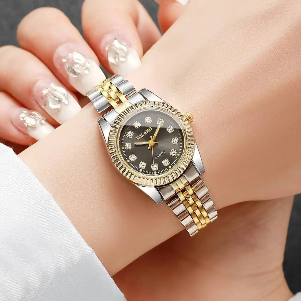 Montres de luxe en strass pour femmes, bracelet en acier inoxydable, montre-bracelet à Quartz, cadeau Relogio Feminino (sans boîte)