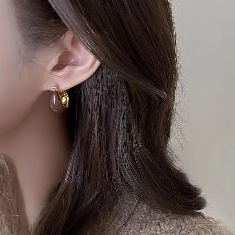 Boucles d'oreilles Vintage marron en forme de U pour femmes, créoles simples, tempérament, personnalité, mode féminine, bijoux 2026 L’AURA