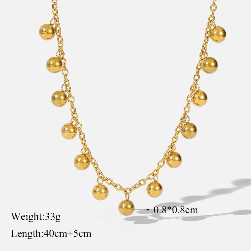 EILIECK 316L acier inoxydable 18K plaqué or perle pendentif collier boucles d'oreilles ensemble de bijoux pour les femmes étanche bijoux de mode L’AURA