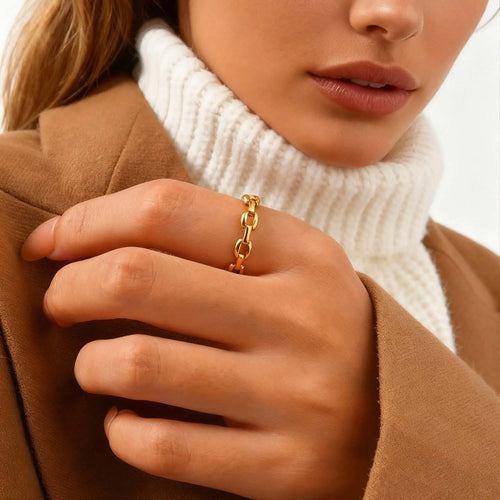 Bague chaîne à bracelet Simple pour femmes, bagues de montre minimalistes en acier inoxydable de couleur or, cadeau de bijoux fins L’AURA
