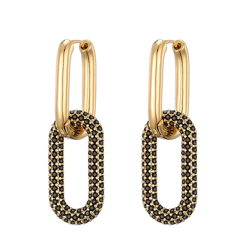 LOVBEAFAS marque couleur or géométrique ovale Rectangle boucles d'oreilles pour femmes Zircon bijoux de mariage élégant femme boucles d'oreilles pendantes L’AURA