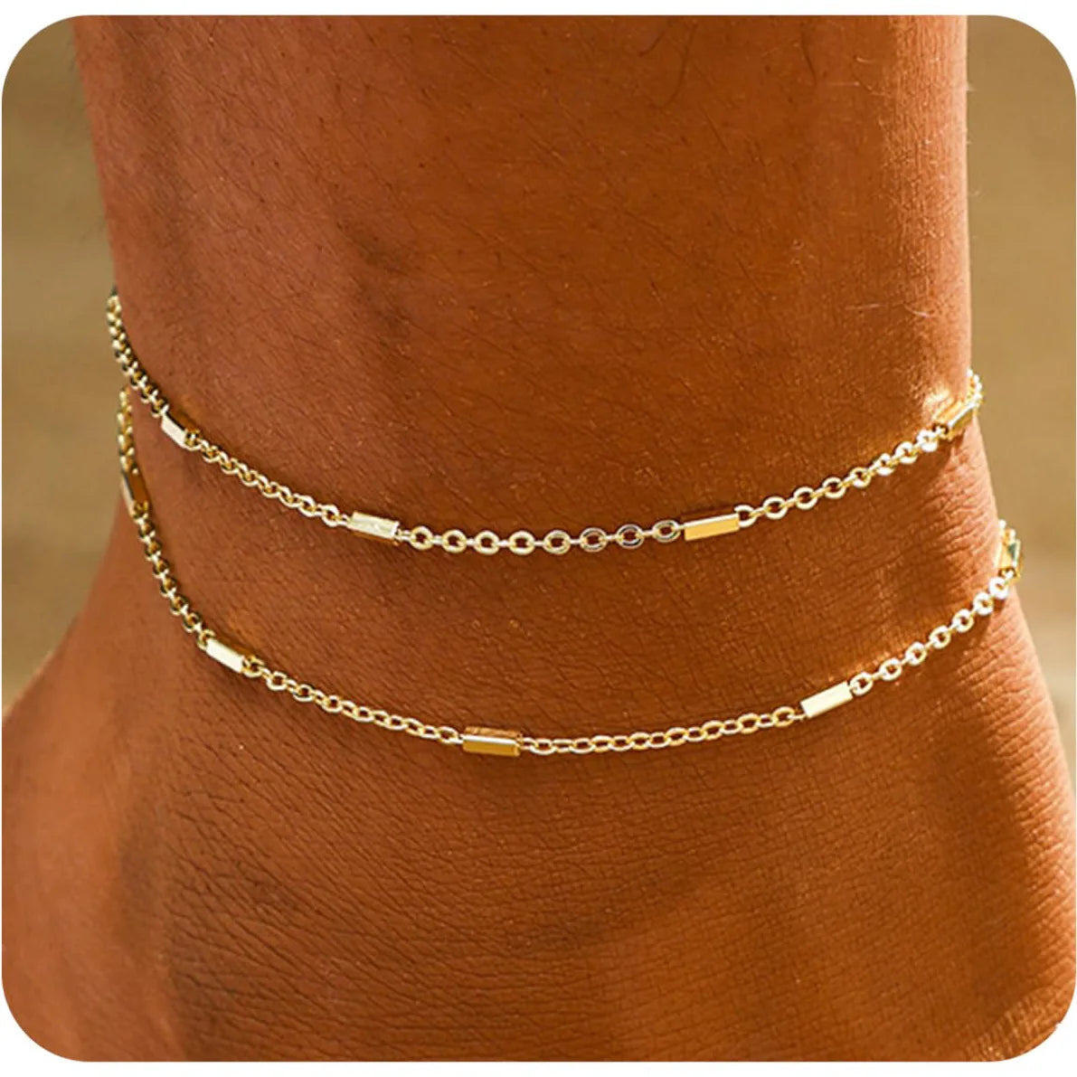 Bracelets de Cheville Dorés pour Femme - Ensemble Bijoux Cadeau
