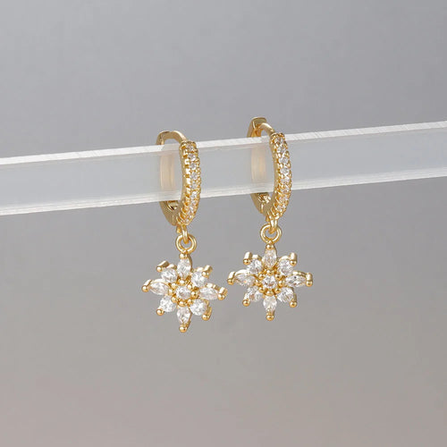 Boucles d'oreilles de luxe en acier inoxydable pour femmes, Zircons scintillants, Piercing géométrique, bijoux à la mode