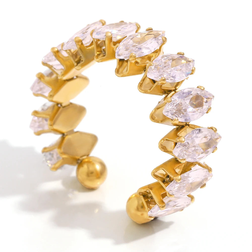 Ensemble de bijoux imperméable et scintillant pour fête de vacances, Marquis 3A, cristal de zircone cubique, bracelets réglables, bague