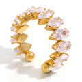 Ensemble de bijoux imperméable et scintillant pour fête de vacances, Marquis 3A, cristal de zircone cubique, bracelets réglables, bague