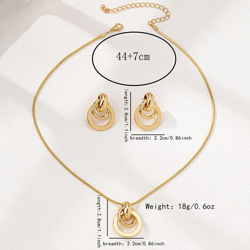 Ensemble de bijoux Vintage élégants pour femmes, 3 pièces, collier circulaire géométrique en métal, ras du cou doré, Bracelet de mariage, cadeau de fête L’AURA