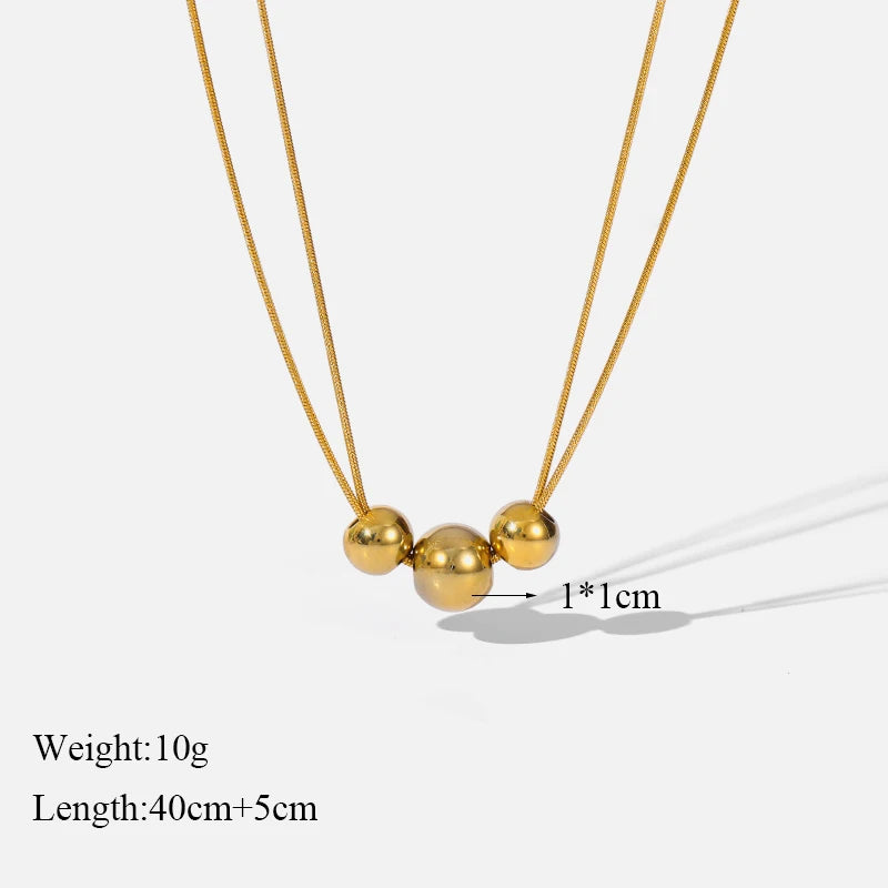 EILIECK 316L acier inoxydable 18K plaqué or perle pendentif collier boucles d'oreilles ensemble de bijoux pour les femmes étanche bijoux de mode L’AURA
