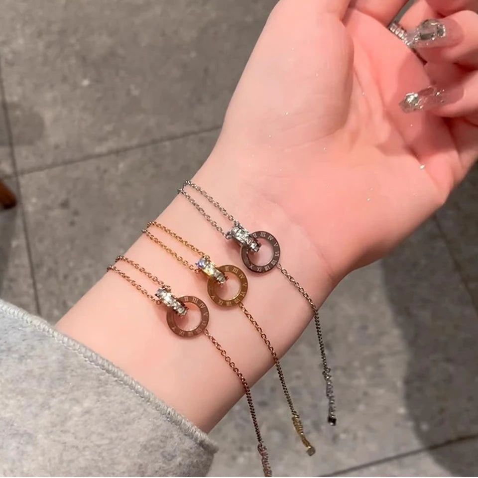 Femmes en acier inoxydable classique chiffres romains collier bracelet boucles d'oreilles Set - bijoux quotidiens simples polyvalents L’AURA
