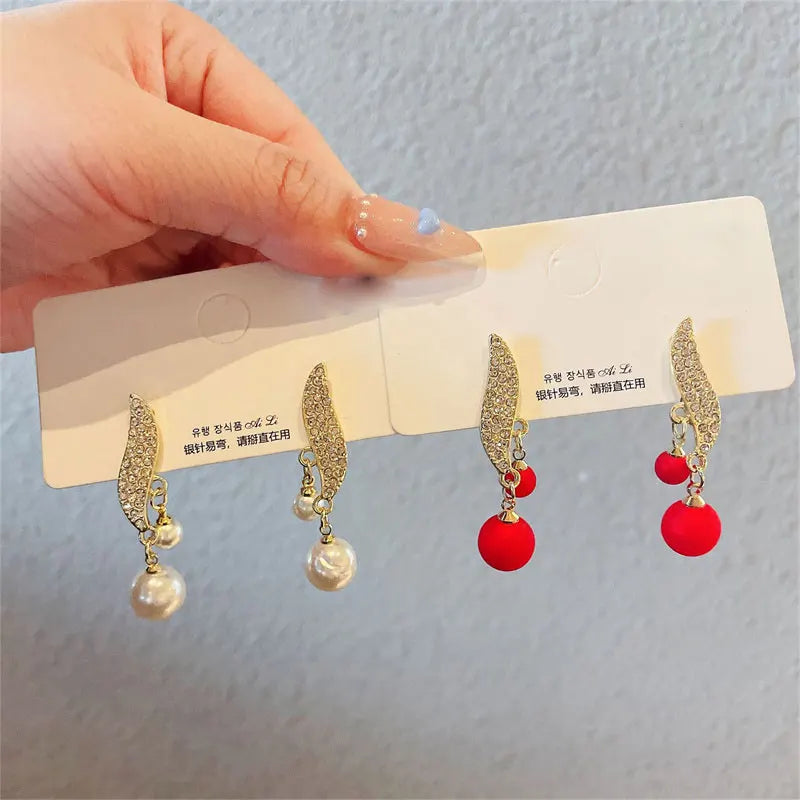 Boucles d'oreilles classiques et élégantes pour femmes, Imitation Double perle, longues pampilles en cristal, goutte d'eau, bijoux cadeaux de mariage, nouvelle collection 2023 L’AURA