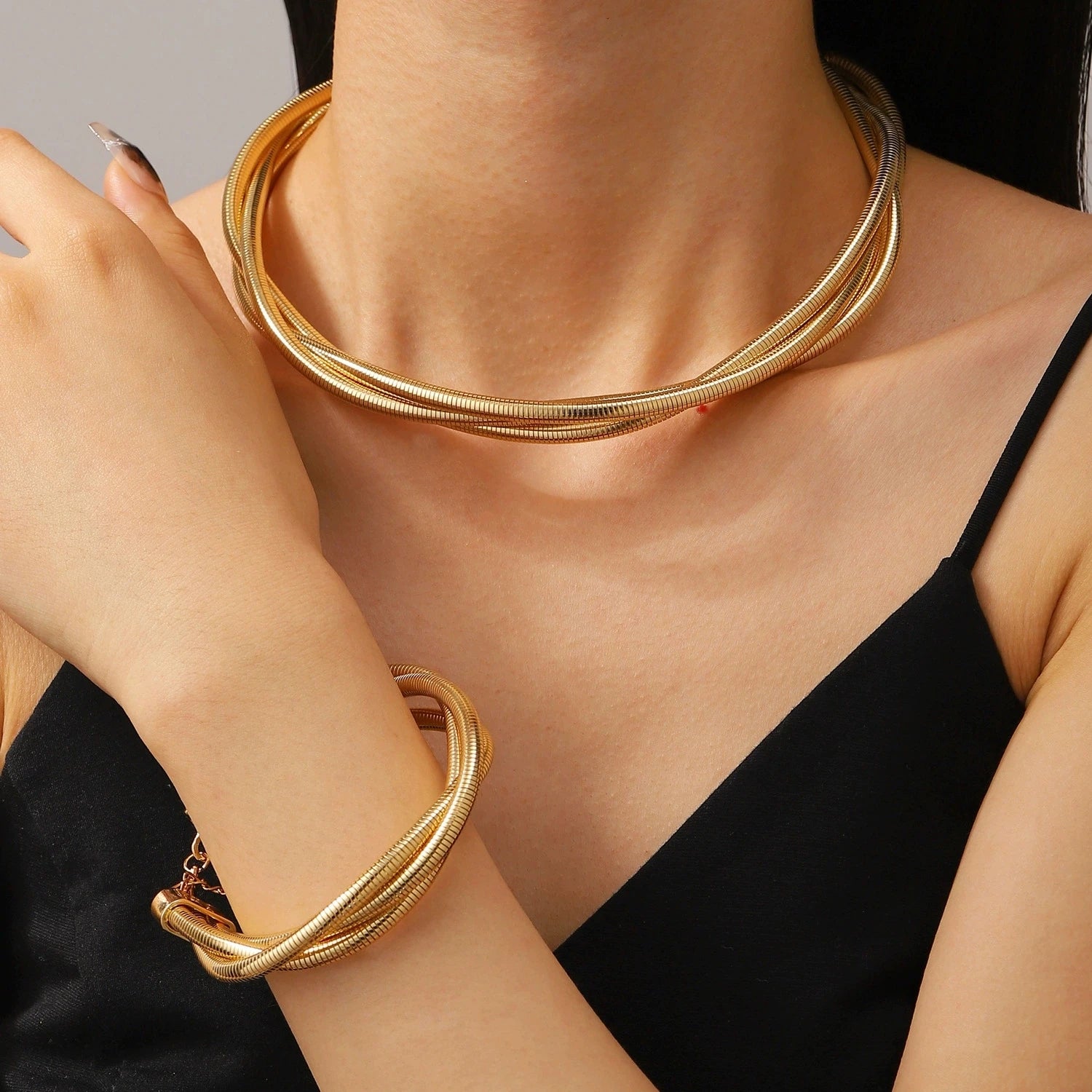 Ensemble Collier Bracelet Tube Hip-Hop L’AURA