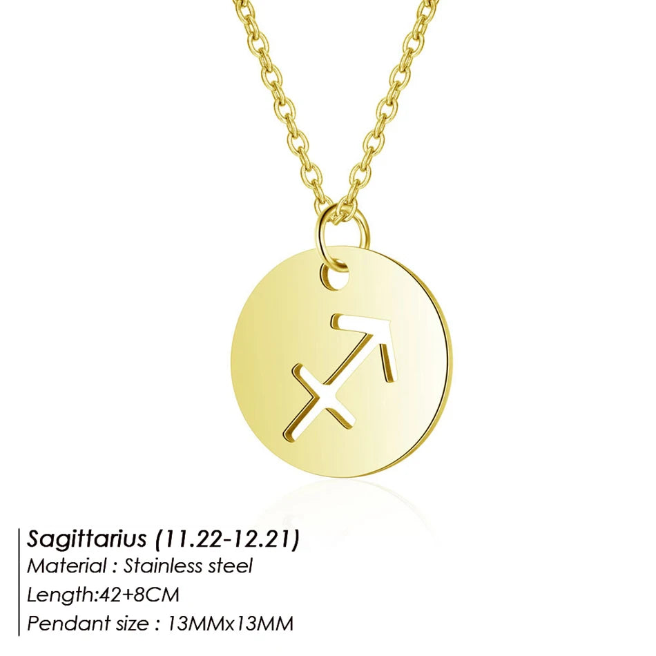Collier Pendentif Zodiaque Doré E-Manco Pour Femme