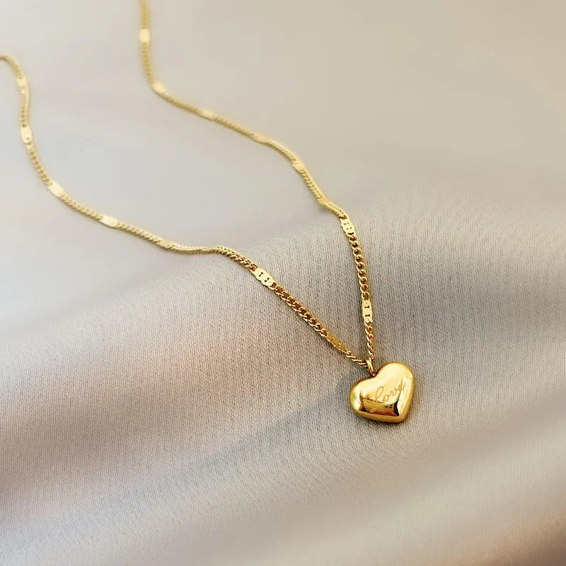 Collier d'amour en acier inoxydable pour femmes, Style d'été, chaîne de clavicule, couleur or 18 carats, bijoux à la mode, cadeau L’AURA