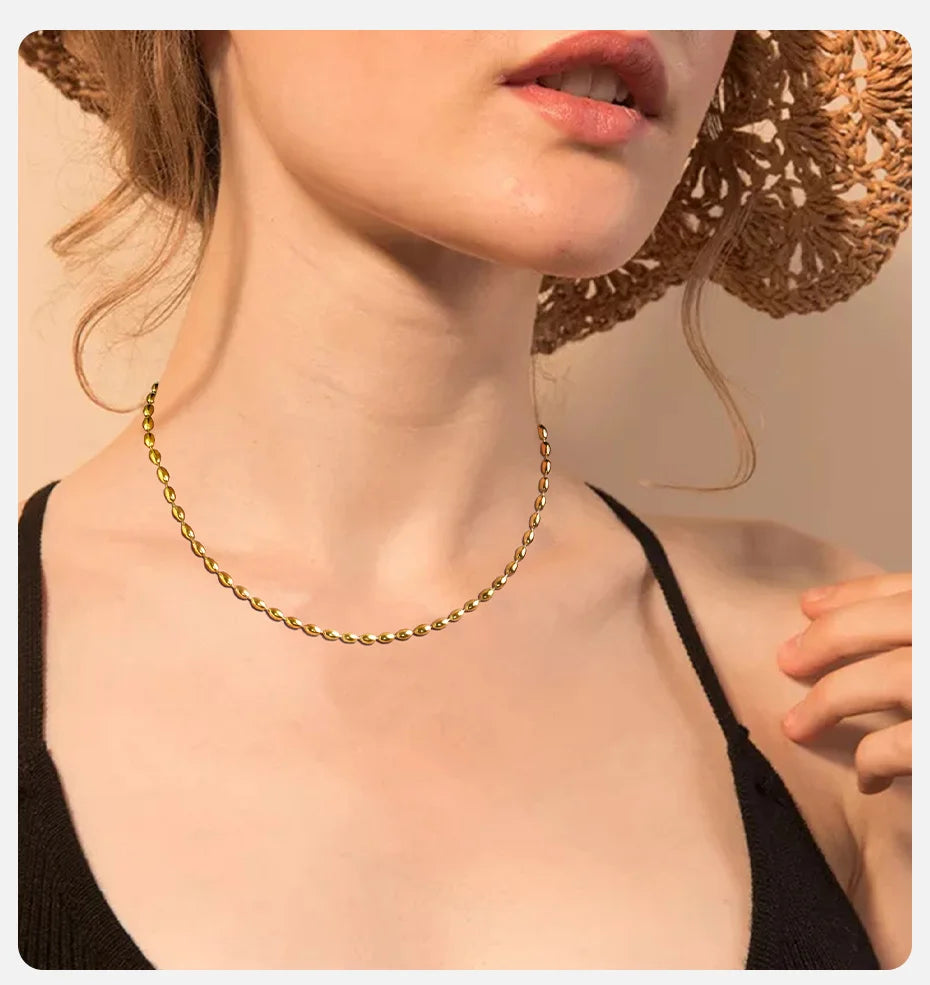 Vnox-Collier de la présidence pour femmes, collier en acier inoxydable, 18K Sweatshirts Gold Document, bijoux cadeaux pour filles, collier IkBeads JOChoker, ChimRugby L’AURA