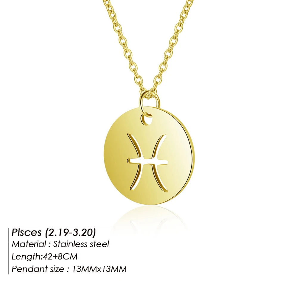 Collier Pendentif Zodiaque Doré E-Manco Pour Femme