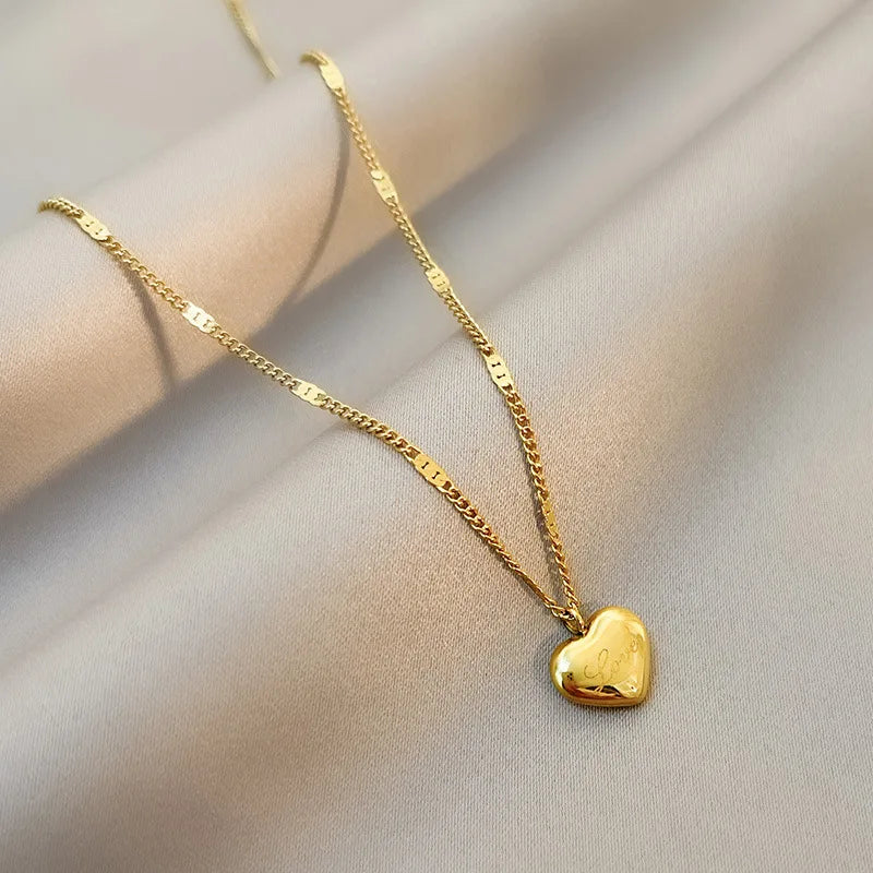 Collier d'amour en acier inoxydable pour femmes, Style d'été, chaîne de clavicule, couleur or 18 carats, bijoux à la mode, cadeau L’AURA