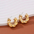 Boucles d'oreilles créoles en pierre de cristal couleur or, forme métallique torsadée, plaqué argent, nouvelle mode pour femmes, bijoux de fête, cadeau d'anniversaire L’AURA