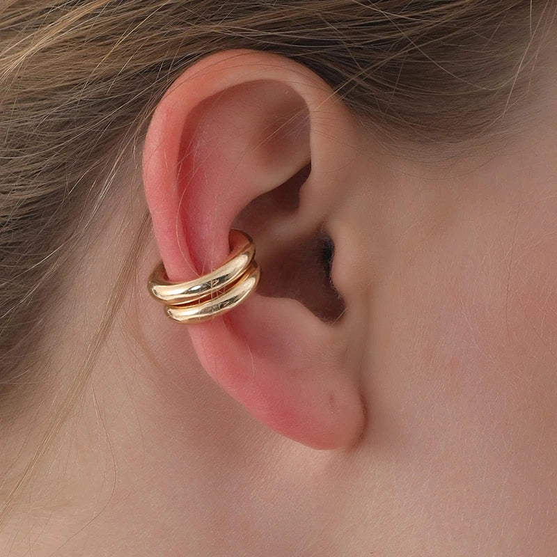 Boucles d'oreilles à Clip rondes et lisses en forme de C pour femmes, 2 pièces, légères, sans Piercing, Cartilage, manchette d'oreille, bijoux à usage quotidien L’AURA