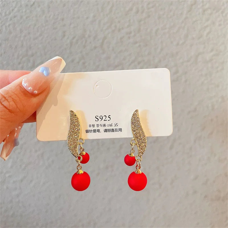 Boucles Perle Double Pampilles Cristal L’AURA
